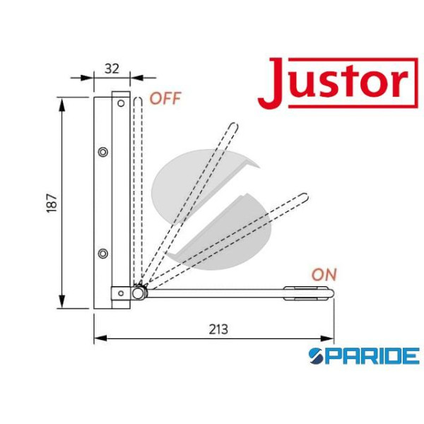 BRACCETTO A MOLLA CHIUDIPORTA MB BIANCO 5613 06 JUSTOR IN ALLUMINIO PORTATA 40 KG