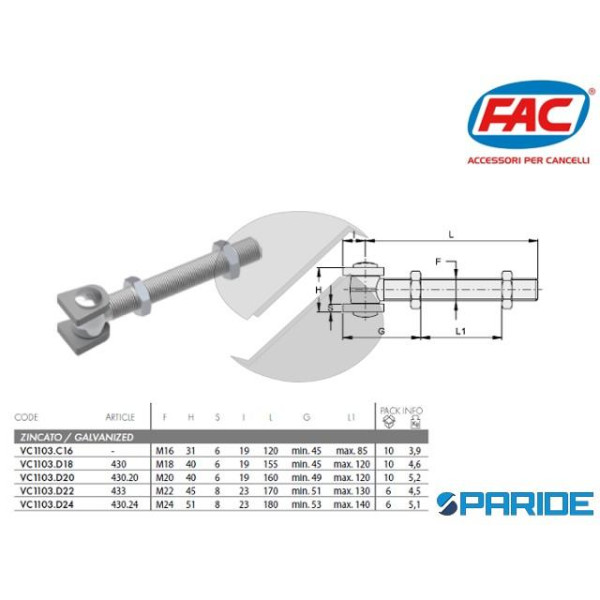 CARDINE A SALDARE CON BARRA LUNGA 433 FAC VC1103D2...