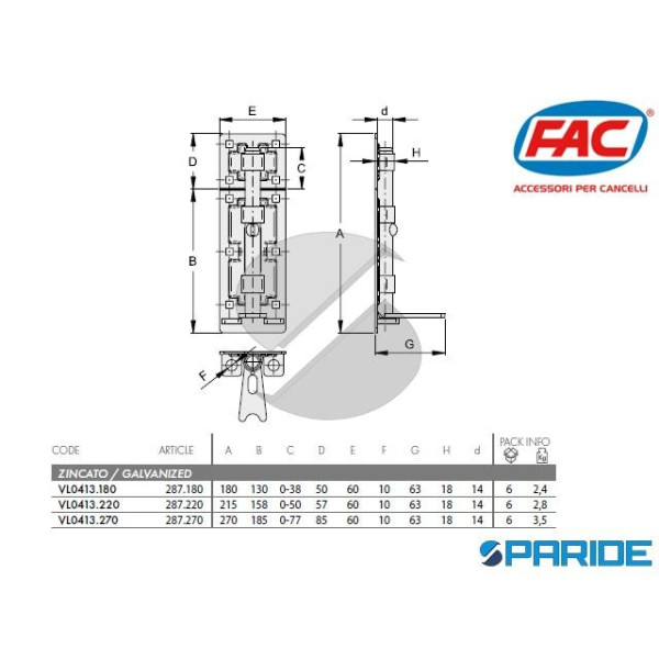 CATENACCIO PORTALUCCHETTO 180 MM 287 180 FAC VL0413180