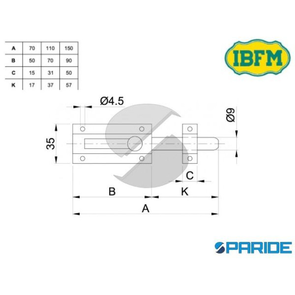 CATENACCIO TONDO L 110 MM 15\V IBFM CON PORTALUCCHETTO IN ACCIAIO TROPICALIZZATO