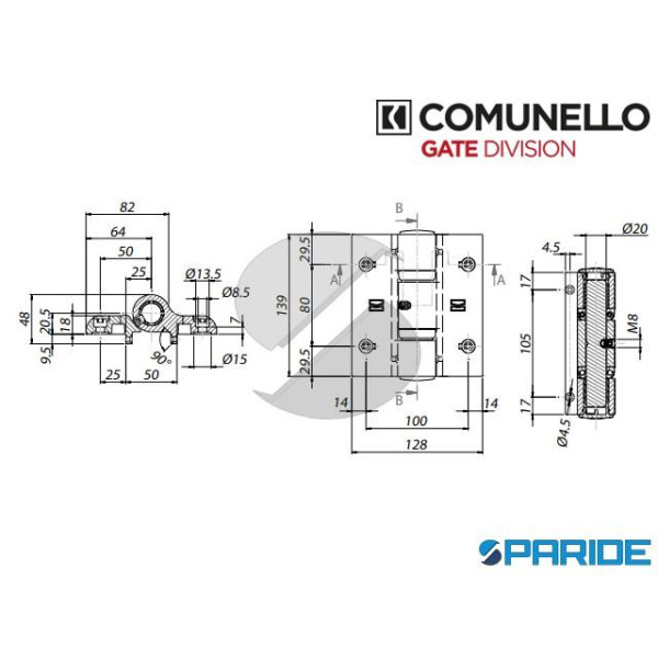 CERNIERA DOPPIA IN ALLUMINIO P380 COMUNELLO PRESSOFUSO CON BATTUTE