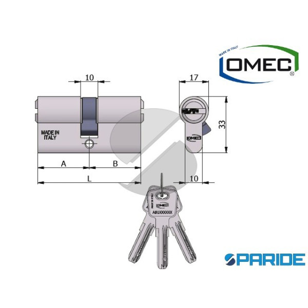 CILINDRO DOPPIO L 60 2120 04L OMEC NICHELATO A=30 ...