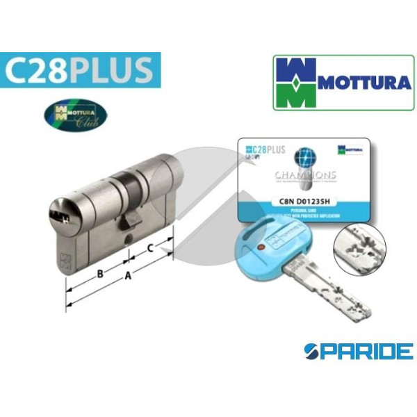 CILINDRO DOPPIO L 95 C28PLUS MOTTURA B=30 C=65 NIC...