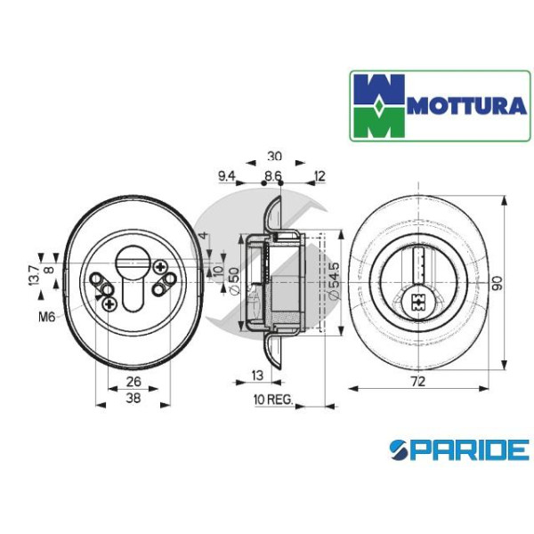 DEFENDER MAGNETICO DF371P MOTTURA CROMO SATINATO A MOLLA ANTIACIDO 2 CHIAVI