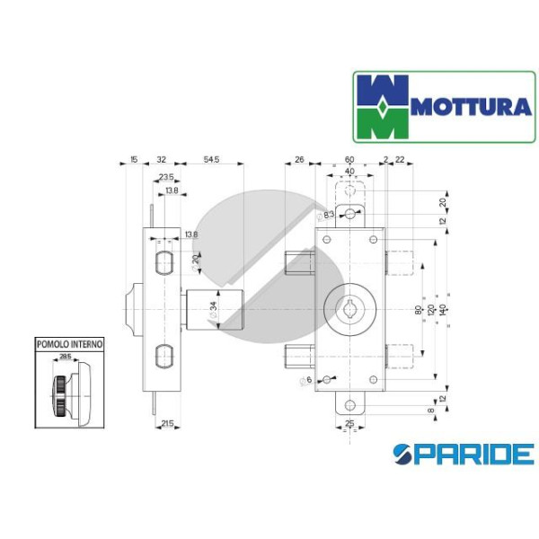 DEVIATORE FERROGLIETTO 34325N000X MOTTURA CON POMOLO NERO