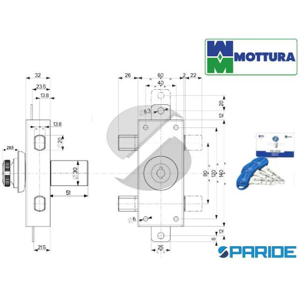 DEVIATORE FERROGLIETTO L 50 34329N50DXE CON CILINO CHAMPIONS PRO MOTTURA NERO