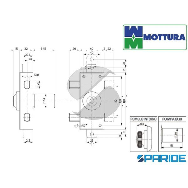 DEVIATORE FERROGLIETTO L 50 34329V500XESBC CON CILINDRO POMPA MOTTURA