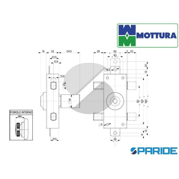 DEVIATORE FERROGLIETTO L 60 34329V600XESBC CON CILINDRO POMPA MOTTURA