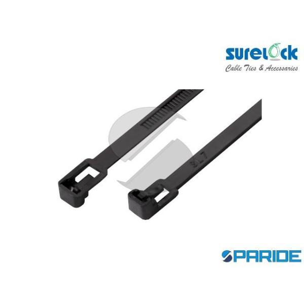 FASCETTA DI CABLAGGIO 7X200 MM NERA RILASCIABILE SURELOCK CF 100 PZ