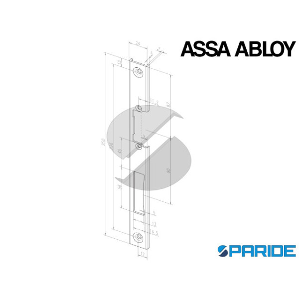 FRONTALE INOX A U 391 DESTRO E3913504 ASSA ABLOY