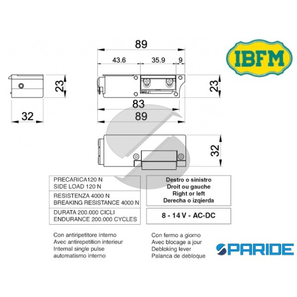 INCONTRO ELETTRICO 9530DX IBFM PER PORTA BLINDATA