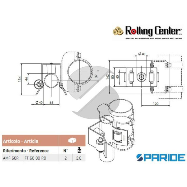 INCONTRO RULLI SENZA STAFFE AMF60R PER AUTOPORTANTE AMERICA ROLLING CENTER