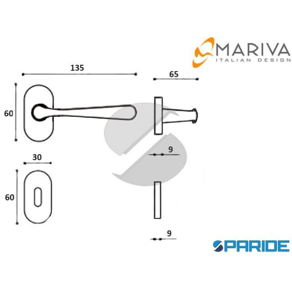 MANIGLIA 1126 SIDNEY MARIVA ROSETTA OVALE BOCCHETTA FORO PATENT MARITECH CROMO SATINATA