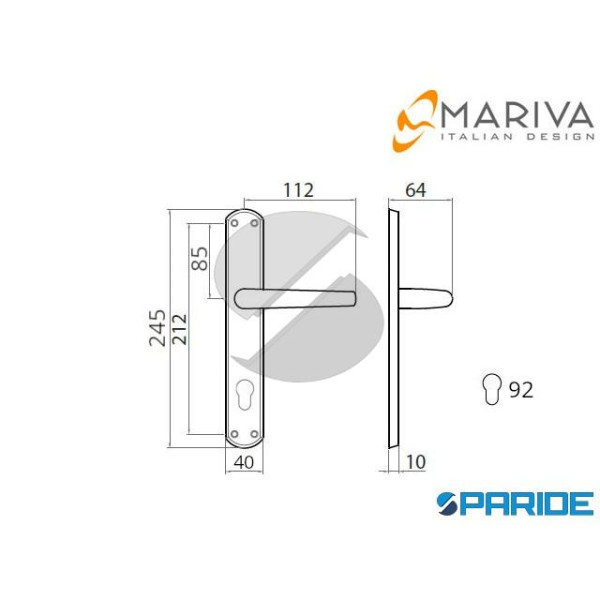 MANIGLIA BASTONE Q8 PY92 CROMO SATINATO 160P MARIVA FORO YALE