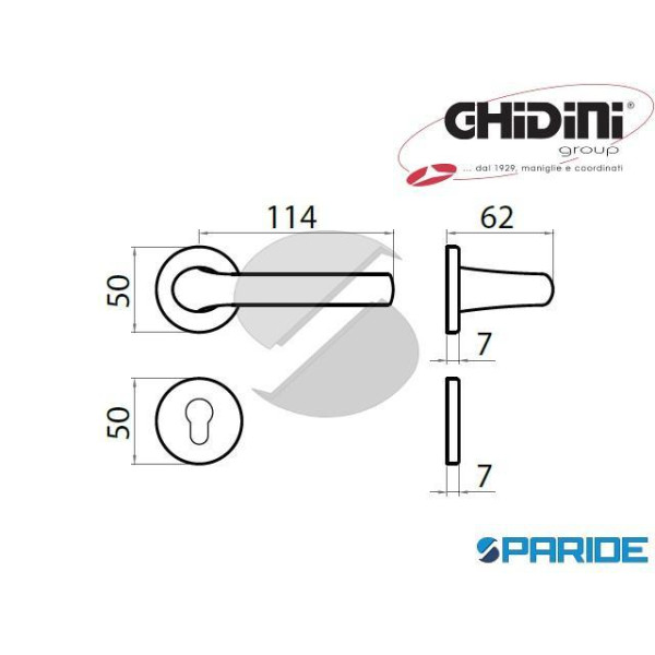 MANIGLIA BRIXIA RBY 50 CROMO SATINATO GHIDINI 77438235001