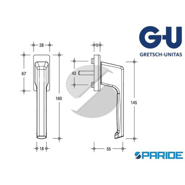 MANIGLIA DIRIGENT Q7X33 BIANCA UNI-JET G-U 6-28072