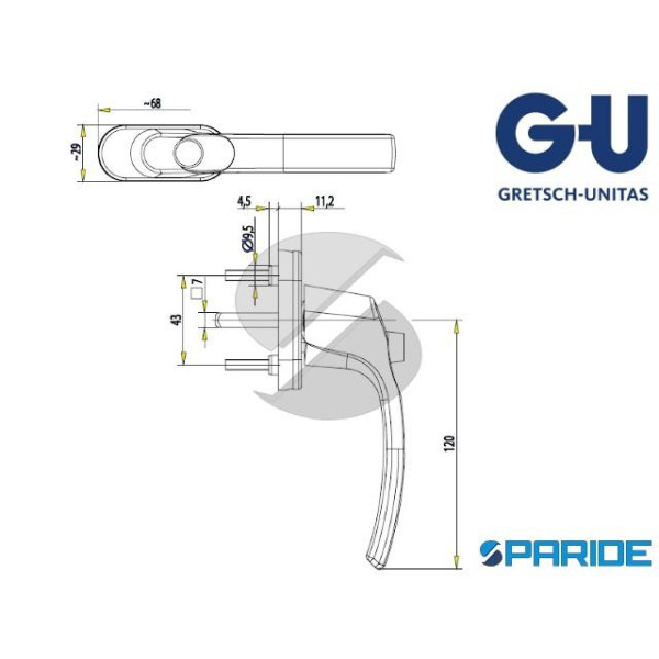 MANIGLIA DK NEPTUM 7X40 BIANCA GU R-4521152-40-7 CON PULSANTE