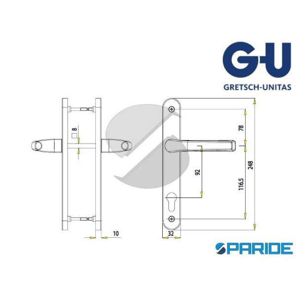 MANIGLIA DOPPIA BIANCA I92 R-4521270-92-7 GU