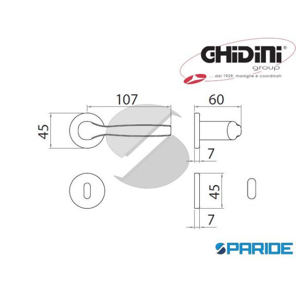 MANIGLIA GABRY Q8 RB 45 ARGENTO GHIDINI 77400281001