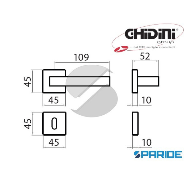 MANIGLIA GM08 Q8 RBQ45 CON MOLLA ZALOR CROMO SATINATO GHIDINI 6GM08241013S FORO PATENT