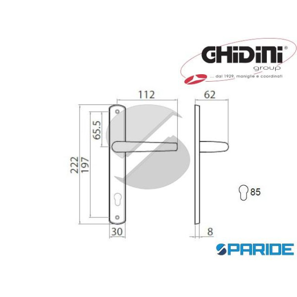 MANIGLIA MILENA Q8 PYRS OTTONE CROMO SATINATO GHIDINI 55744055003 FORO YALE