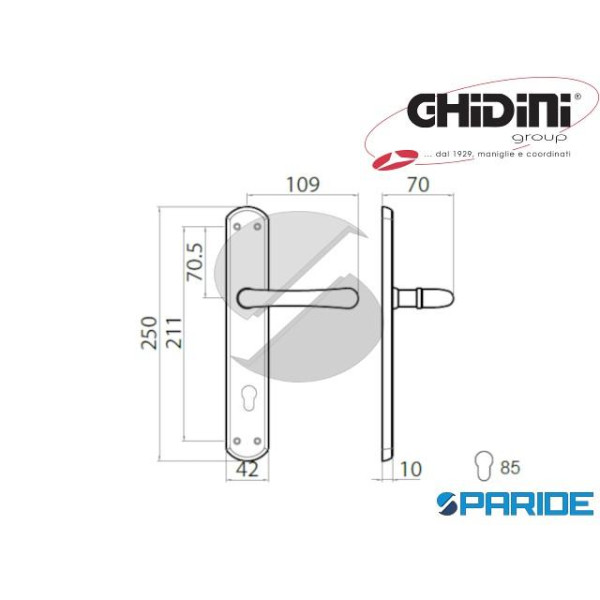 MANIGLIA MONICA Q8 PY85 OTTONE LUCIDO GHIDINI 55446088501 FORO YALE