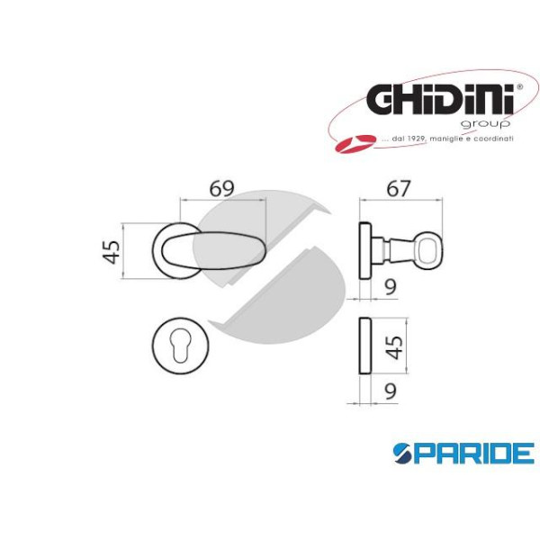 MANIGLIA SILVIA Q8 RBY45 OTTONE CROMO SATINATO GHIDINI 55434285003 FORO YALE