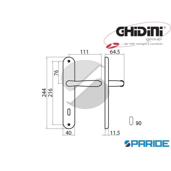 MANIGLIA UNO Q8 P90 OTTONE LUCIDO GHIDINI 55796089001 FORO PATENT