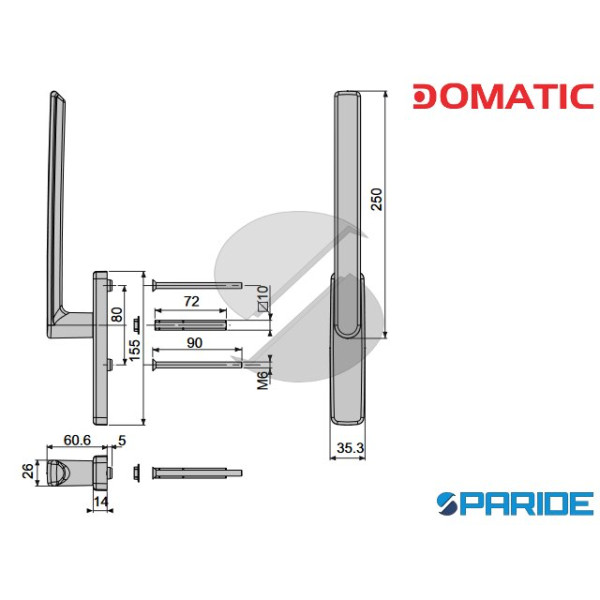 MANIGLIONE RAFFAELLO C5126AC DOMATIC BIANCO PER ALZANTE SCORREVOLE