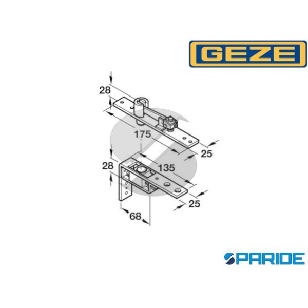 PERNO SUPERIORE REGOLABILE 006371 GEZE PER PORTE A VENTO MODELLO B