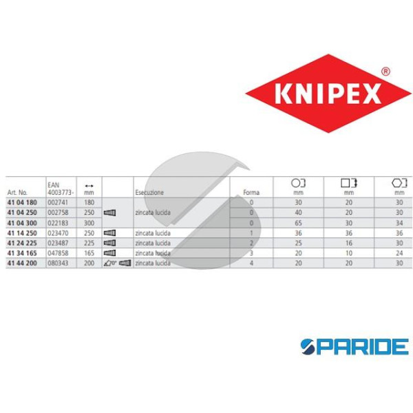 PINZA A MORSETTO REGOLABILE 41 44 200 KNIPEX