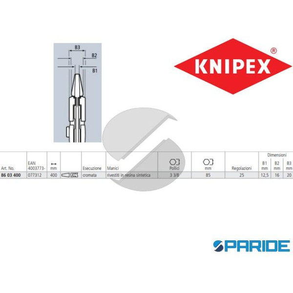 PINZA CHIAVE XL REGOLABILE 86 03 400 KNIPEX