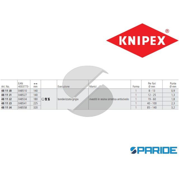 PINZA DI PRECISIONE 48 11 J4 PER ANELLI DI SICUREZZA INTERNI KNIPEX