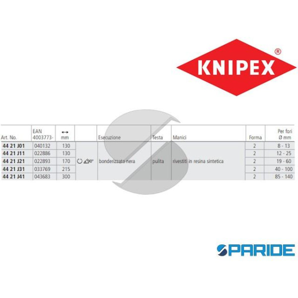 PINZA PER ANELLI DI SICUREZZA 44 21 J21 KNIPEX INTERNI 90 GRADI