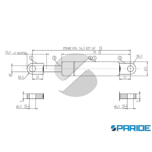 PISTONE MOLLA 9279NS 0250N LIFT-O-MAT INTERASSE 167 MM