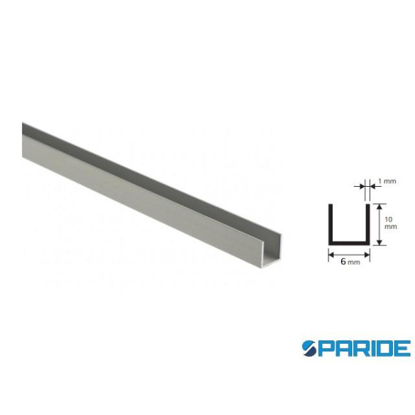 PROFILO IN ALLUMINIO CANALINA U 6X10 L 2 MT ARGENT...