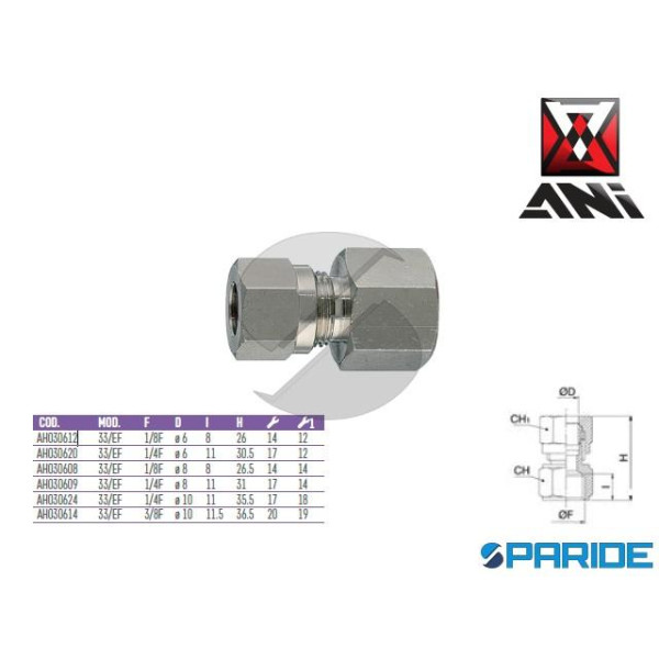 RACCORDO DI ESTREMITA 1\4 FEMMINA D 10 MM 33\EF AH...