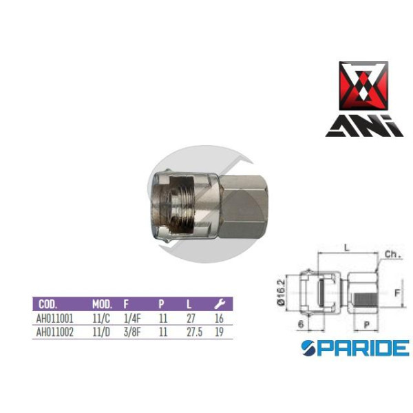 RACCORDO FEMMINA 1\4 11\C AH011001 CON DADO FRESAT...