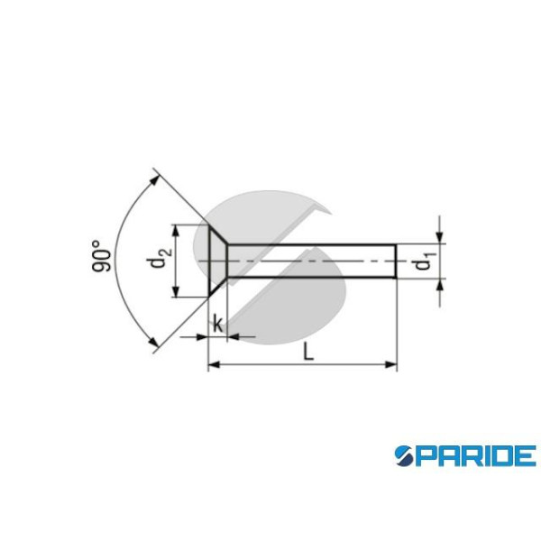 RIBATTINO TESTA SVASATA RAME 4X25 PIENO