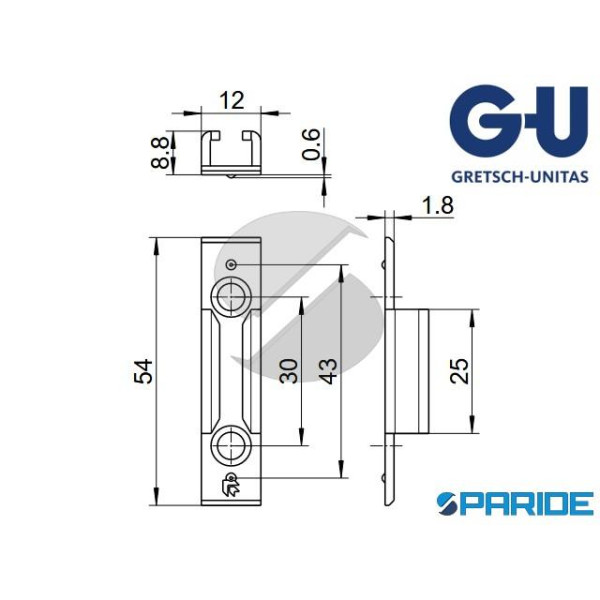 SCONTRO PER SCORREVOLE IN LINEA E-13880-03-0-1 G-U