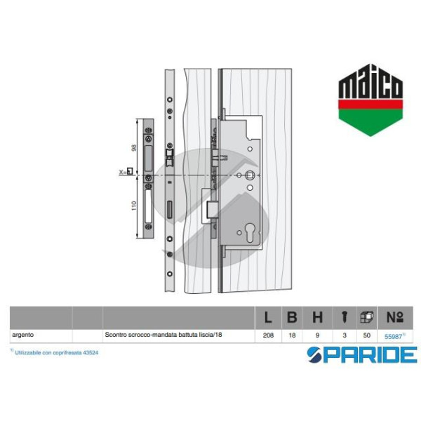 SCONTRO SCROCCO MANDATA 55987 MAICO BATTUTA LISCIA 18