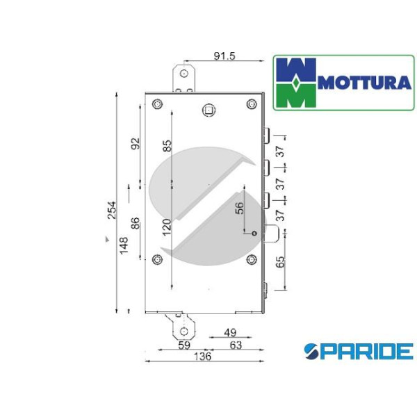 SERRATURA APPLICARE E 63 I37 SP6 DX 894388D7MB DIBI TRIPLICE DOPPIO CILINDRO MOTTURA