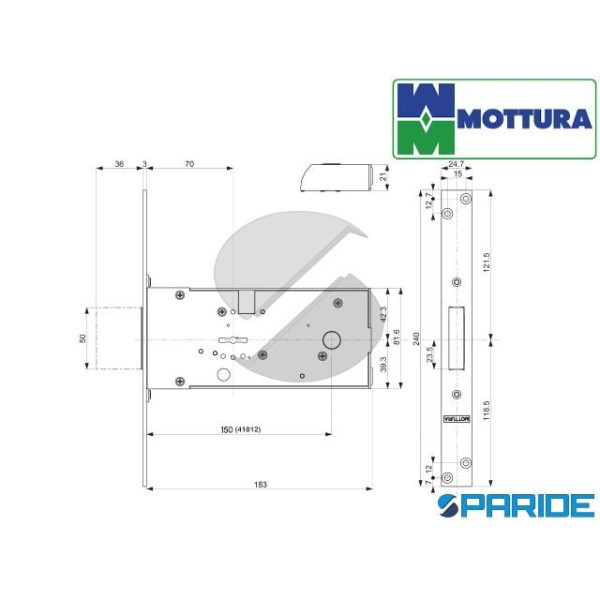 SERRATURA DOPPIA MAPPA E 70 41812000W INFILARE MOTTURA