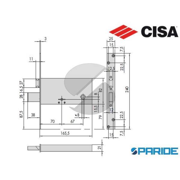 SERRATURA DOPPIA MAPPA E 70 57312 FASCIA CISA