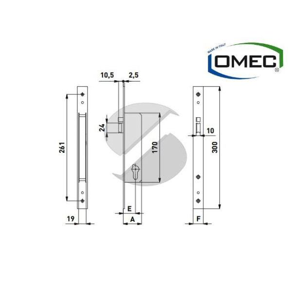 SERRATURA ELETTRICA E 30 F 25 1409 MONTANTE OMEC SCROCCO