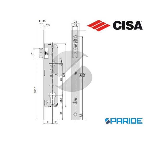 SERRATURA INFILARE E 35 44651 MONTANTE CISA (EX 44650)