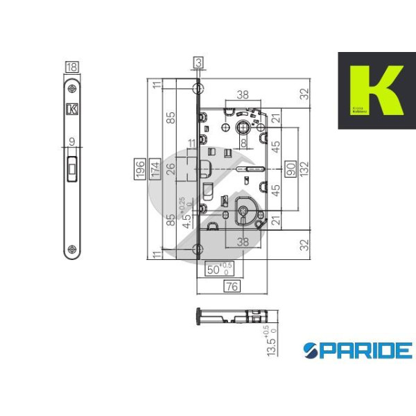 SERRATURA MAGNETICA E 50 FORO CHIAVE SPINOFF PREMIUM KM001CMA KRONA KOBLENZ