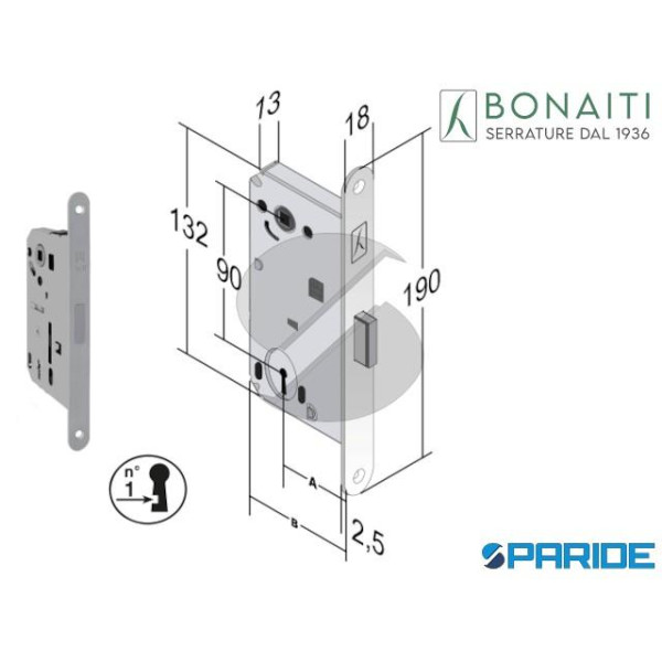 SERRATURA MAGNETICA E 50 N60 B FORTY BONAITI CROMO...