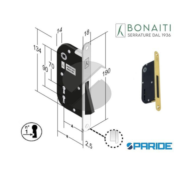 SERRATURA MAGNETICA E 50 S 900 B ONE BONAITI OTTON...