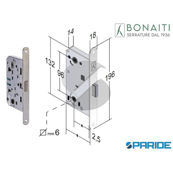 SERRATURA MAGNETICA WC E 50 V67 B FORTY NG BONAITI CROMO OPACO F 18 48V670509E